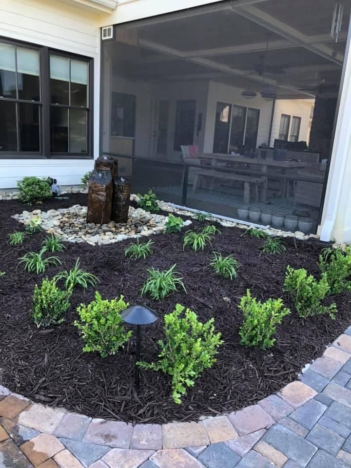 Mongolian Basalt Fountain and Stone Paver Patio Installation image